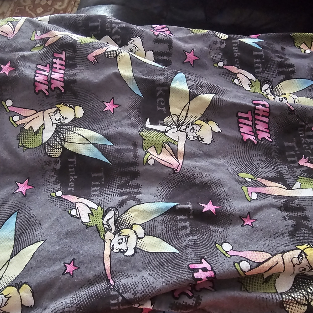 Tinker Bell Print Gray Scrub Top Size 2x